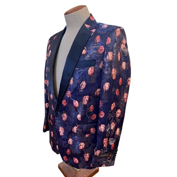 St. Patrick Single Button Tuxedo Jacket Sz. S Floral Design Vented - Picture 5 of 13